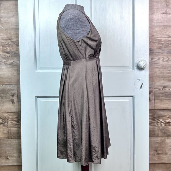 Cocktail Dress by Esley Silky Flowy Gathered Party Wedding Cocktail Pewter Sz S - Picture 6 of 10